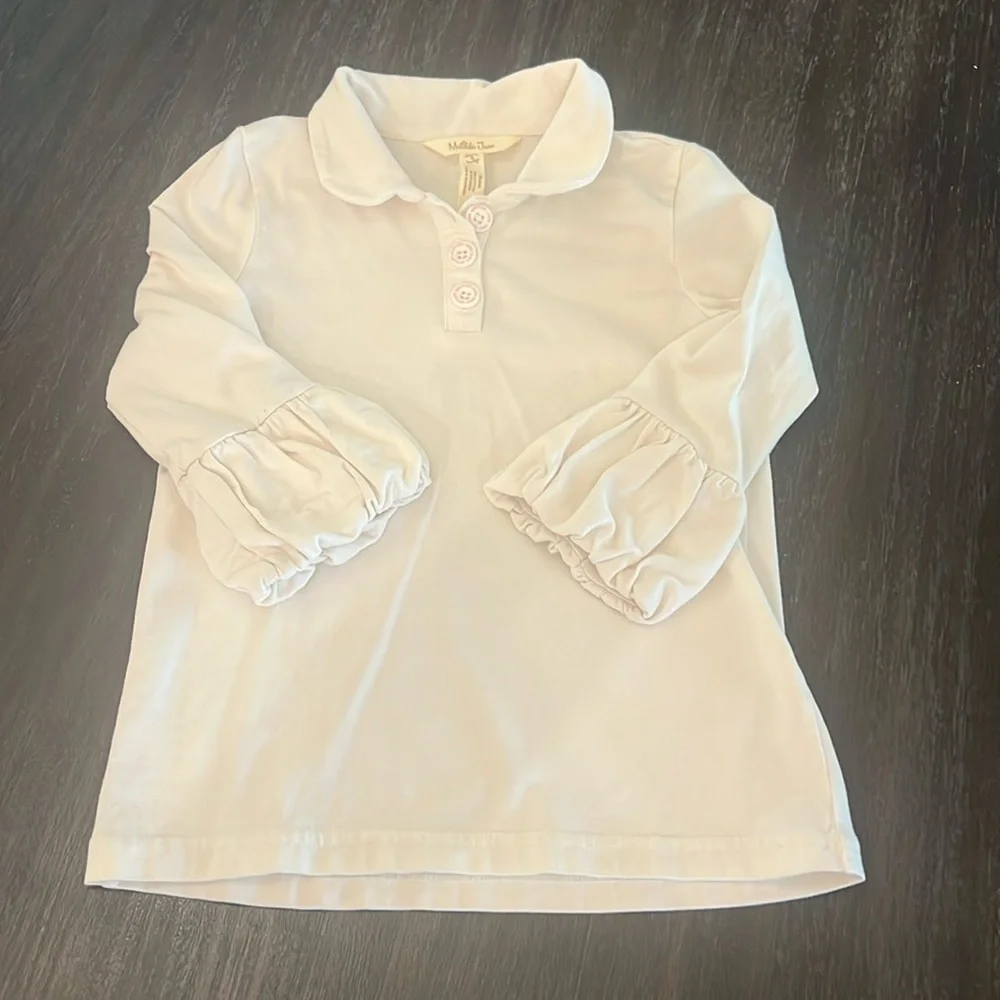 Matilda Jane Puff Sleeve Collared 2 Shirts (1 White and 1 Navy) Size 6